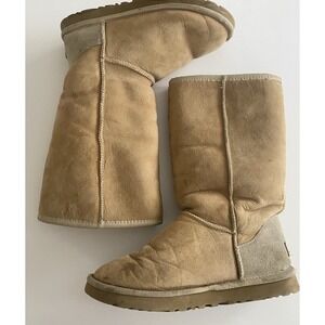 UGG Australia Sheepskin Classic Tall Suede Boot Tan Women Sz 9 US 5815